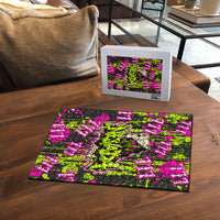 Nevada Battle Born The Silver State 777 Puzzle Vibrant Lime Pink Splatter Punk Rock Bull Skull Art