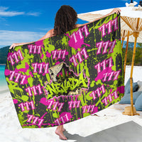 Nevada Battle Born The Silver State 777 Sarong Vibrant Lime Pink Splatter Punk Rock Bull Skull Art