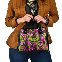 Nevada Battle Born The Silver State 777 Shoulder Handbag Vibrant Lime Pink Splatter Punk Rock Bull Skull Art