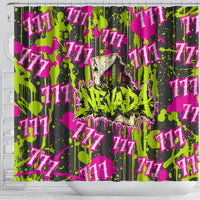 Nevada Battle Born The Silver State 777 Shower Curtain Vibrant Lime Pink Splatter Punk Rock Bull Skull Art
