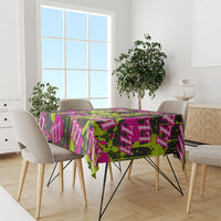Nevada Battle Born The Silver State 777 Tablecloth Vibrant Lime Pink Splatter Punk Rock Bull Skull Art