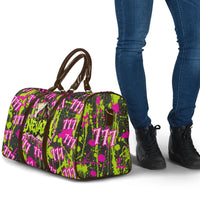Nevada Battle Born The Silver State 777 Travel Bag Vibrant Lime Pink Splatter Punk Rock Bull Skull Art