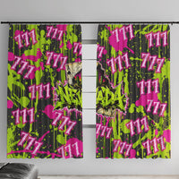 Nevada Battle Born The Silver State 777 Window Curtain Vibrant Lime Pink Splatter Punk Rock Bull Skull Art