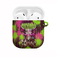 Nevada Area 51 Bull Skull Alien UFO AirPods Case Vibrant Pink Lime Paint Drip Graffiti Street Art Style