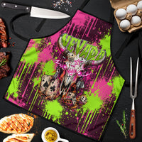 Nevada Area 51 Bull Skull Alien UFO Apron Vibrant Pink Lime Paint Drip Graffiti Street Art Style