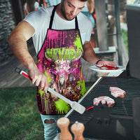 Nevada Area 51 Bull Skull Alien UFO Apron Vibrant Pink Lime Paint Drip Graffiti Street Art Style