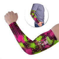 Nevada Area 51 Bull Skull Alien UFO Arm Sleeves Vibrant Pink Lime Paint Drip Graffiti Street Art Style