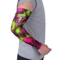 Nevada Area 51 Bull Skull Alien UFO Arm Sleeves Vibrant Pink Lime Paint Drip Graffiti Street Art Style
