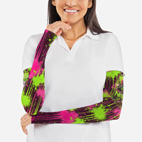 Nevada Area 51 Bull Skull Alien UFO Arm Sleeves Vibrant Pink Lime Paint Drip Graffiti Street Art Style