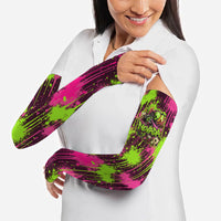 Nevada Area 51 Bull Skull Alien UFO Arm Sleeves Vibrant Pink Lime Paint Drip Graffiti Street Art Style