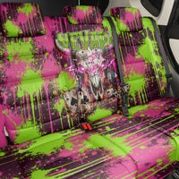 Nevada Area 51 Bull Skull Alien UFO Back Car Seat Cover Vibrant Pink Lime Paint Drip Graffiti Street Art Style