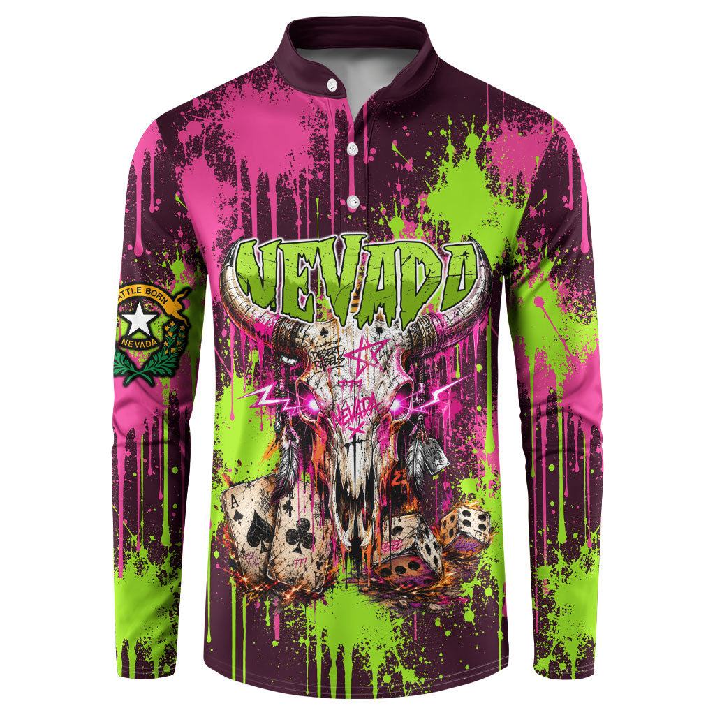 Nevada Area 51 Bull Skull Alien UFO Button Sweatshirt Vibrant Pink Lime Paint Drip Graffiti Street Art Style
