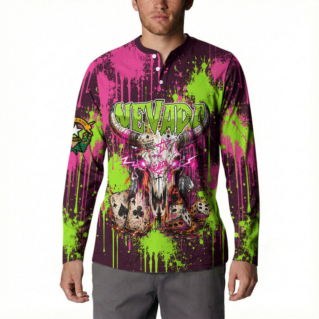 Nevada Area 51 Bull Skull Alien UFO Button Sweatshirt Vibrant Pink Lime Paint Drip Graffiti Street Art Style