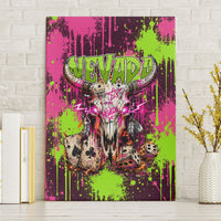 Nevada Area 51 Bull Skull Alien UFO Canvas Wall Art Vibrant Pink Lime Paint Drip Graffiti Street Art Style