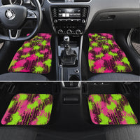 Nevada Area 51 Bull Skull Alien UFO Car Mats Vibrant Pink Lime Paint Drip Graffiti Street Art Style
