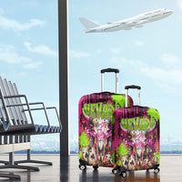 Nevada Area 51 Bull Skull Alien UFO Luggage Cover Vibrant Pink Lime Paint Drip Graffiti Street Art Style