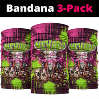 Nevada Area 51 Bull Skull Alien UFO Neck Gaiter Vibrant Pink Lime Paint Drip Graffiti Street Art Style
