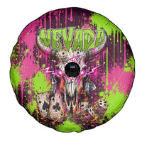 Nevada Area 51 Bull Skull Alien UFO Spare Tire Cover Vibrant Pink Lime Paint Drip Graffiti Street Art Style