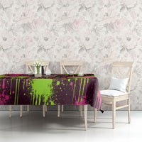 Nevada Area 51 Bull Skull Alien UFO Tablecloth Vibrant Pink Lime Paint Drip Graffiti Street Art Style