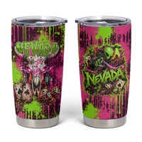Nevada Area 51 Bull Skull Alien UFO Tumbler Cup Vibrant Pink Lime Paint Drip Graffiti Street Art Style