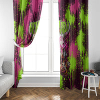 Nevada Area 51 Bull Skull Alien UFO Window Curtain Vibrant Pink Lime Paint Drip Graffiti Street Art Style
