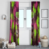 Nevada Area 51 Bull Skull Alien UFO Window Curtain Vibrant Pink Lime Paint Drip Graffiti Street Art Style