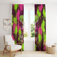 Nevada Area 51 Bull Skull Alien UFO Window Curtain Vibrant Pink Lime Paint Drip Graffiti Street Art Style