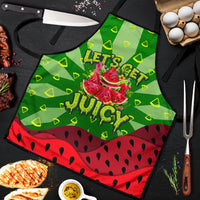 Let's Get Juicy Waterwasted Watermelon Apron Funny Cartoon Summer Fruit Party Art