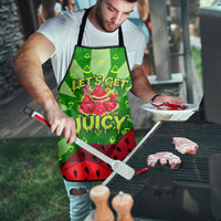 Let's Get Juicy Waterwasted Watermelon Apron Funny Cartoon Summer Fruit Party Art