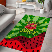 Let's Get Juicy Waterwasted Watermelon Area Rug Funny Cartoon Summer Fruit Party Art
