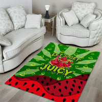 Let's Get Juicy Waterwasted Watermelon Area Rug Funny Cartoon Summer Fruit Party Art
