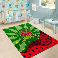 Let's Get Juicy Waterwasted Watermelon Area Rug Funny Cartoon Summer Fruit Party Art