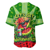 Let's Get Juicy Waterwasted Watermelon Baseball Jersey Funny Cartoon Summer Fruit Party Art