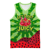 Let's Get Juicy Waterwasted Watermelon Basketball Jersey Funny Cartoon Summer Fruit Party Art