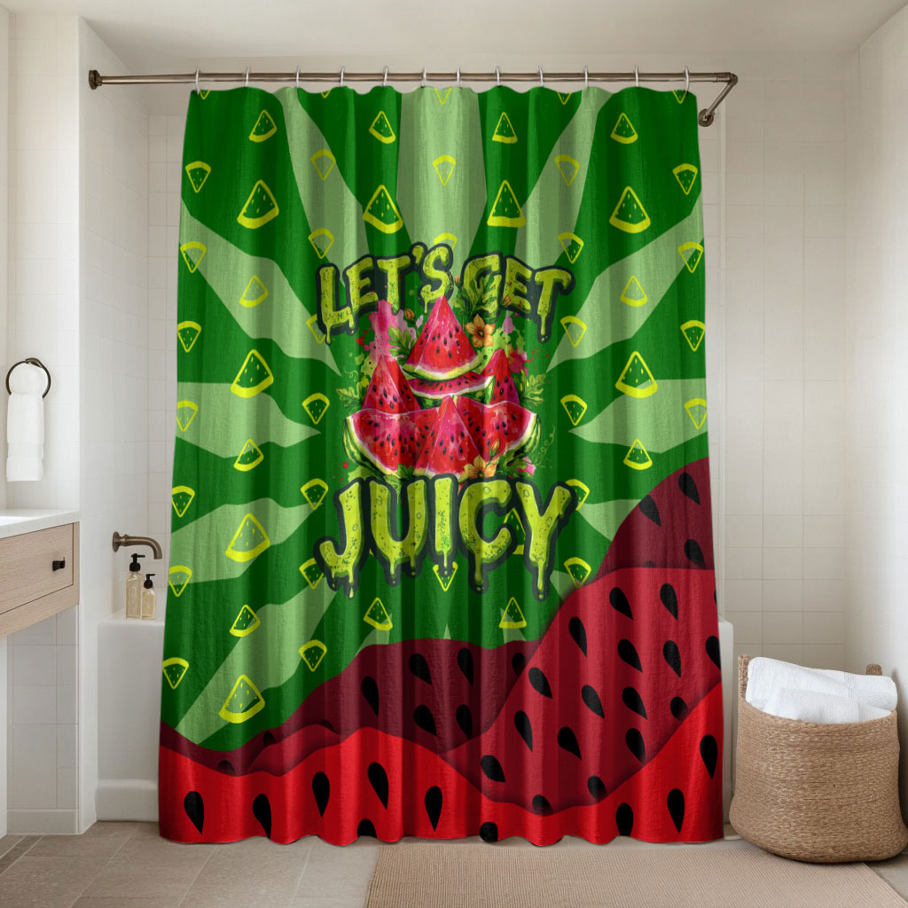 Let's Get Juicy Waterwasted Watermelon Bathroom Set Funny Cartoon Summer Fruit Party Art