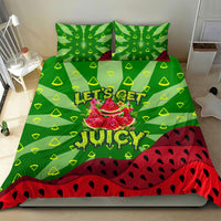 Let's Get Juicy Waterwasted Watermelon Bedding Set Funny Cartoon Summer Fruit Party Art
