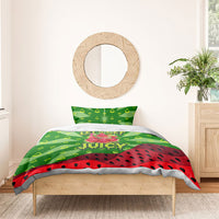 Let's Get Juicy Waterwasted Watermelon Bedding Set Funny Cartoon Summer Fruit Party Art