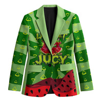 Let's Get Juicy Waterwasted Watermelon Blazer Funny Cartoon Summer Fruit Party Art