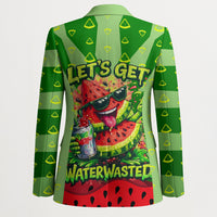 Let's Get Juicy Waterwasted Watermelon Blazer Funny Cartoon Summer Fruit Party Art