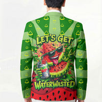 Let's Get Juicy Waterwasted Watermelon Blazer Funny Cartoon Summer Fruit Party Art