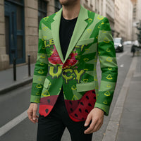 Let's Get Juicy Waterwasted Watermelon Blazer Funny Cartoon Summer Fruit Party Art