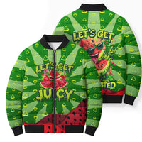 Let's Get Juicy Waterwasted Watermelon Bomber Puffer Jacket Funny Cartoon Summer Fruit Party Art