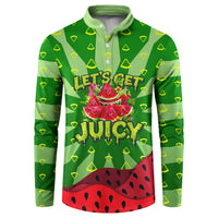 Let's Get Juicy Waterwasted Watermelon Button Sweatshirt Funny Cartoon Summer Fruit Party Art