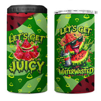 Let's Get Juicy Waterwasted Watermelon 4 in 1 Can Cooler Tumbler Funny Cartoon Summer Fruit Party Art