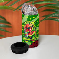 Let's Get Juicy Waterwasted Watermelon 4 in 1 Can Cooler Tumbler Funny Cartoon Summer Fruit Party Art