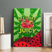 Let's Get Juicy Waterwasted Watermelon Canvas Wall Art Funny Cartoon Summer Fruit Party Art