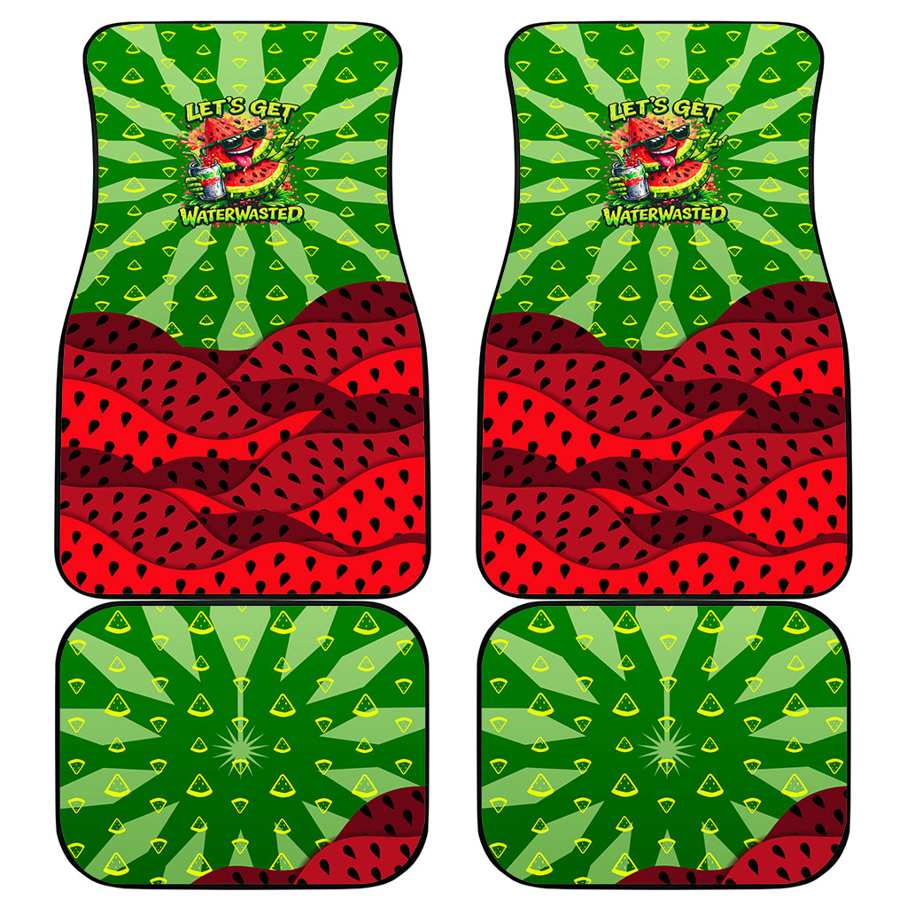 Let's Get Juicy Waterwasted Watermelon Car Mats Funny Cartoon Summer Fruit Party Art