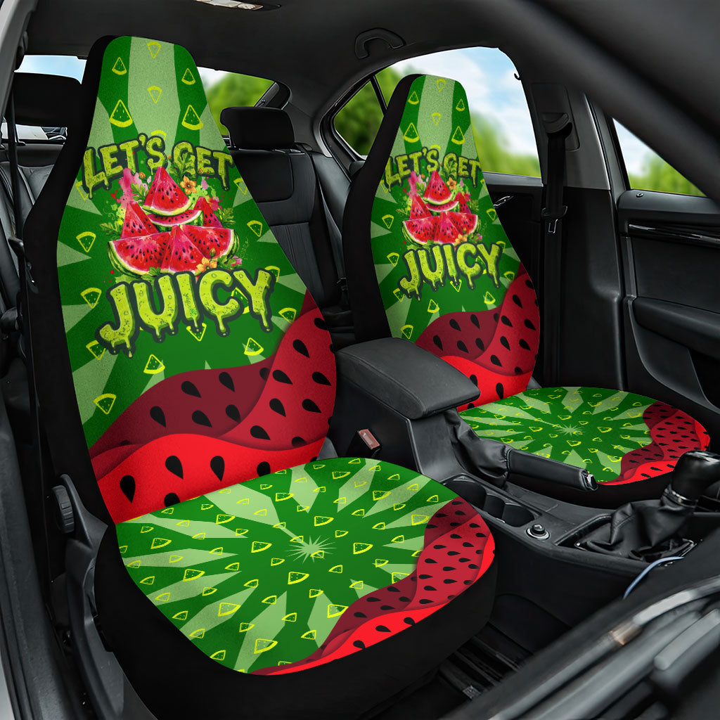 Let's Get Juicy Waterwasted Watermelon Car Seat Cover Funny Cartoon Summer Fruit Party Art