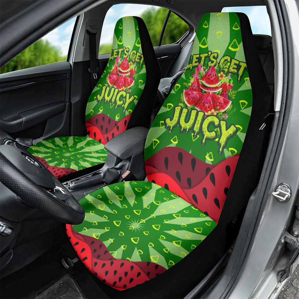 Let's Get Juicy Waterwasted Watermelon Car Seat Cover Funny Cartoon Summer Fruit Party Art