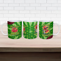 Let's Get Juicy Waterwasted Watermelon Ceramic Mug Funny Cartoon Summer Fruit Party Art